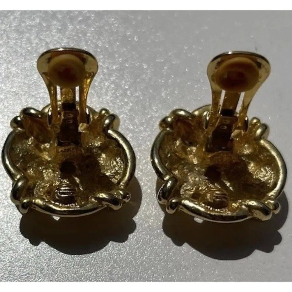 Vintage Cookie Lee Earrings Women’s Modern Quality Gold Gunmetal Chain Clip On - Image 6