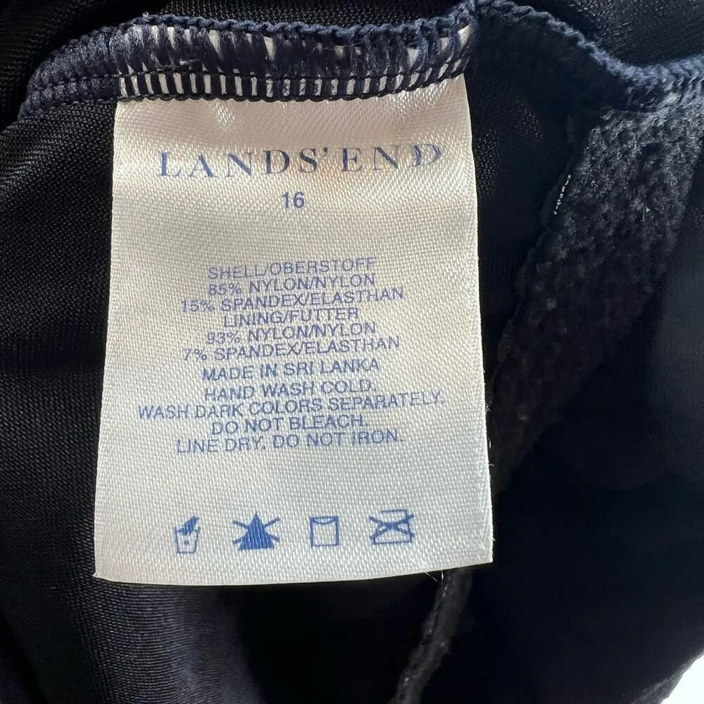 Lands' End navy blue halter top plus size one piece bathing suit swim size 16 - Image 3