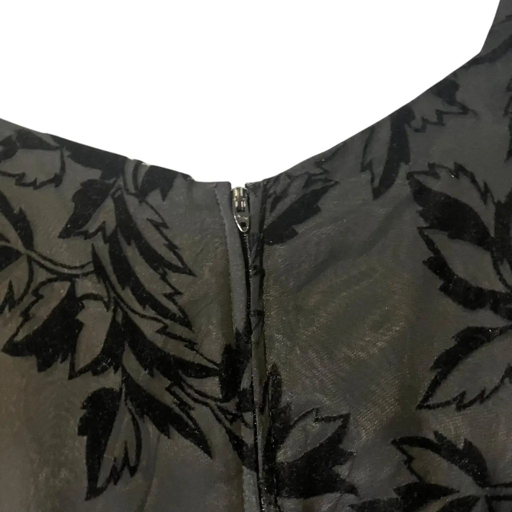 Vintage Amanda Taylor Women's 10 Chiffon Floral Burnout Dress Gothic Goth Alt‎ Black - Image 5