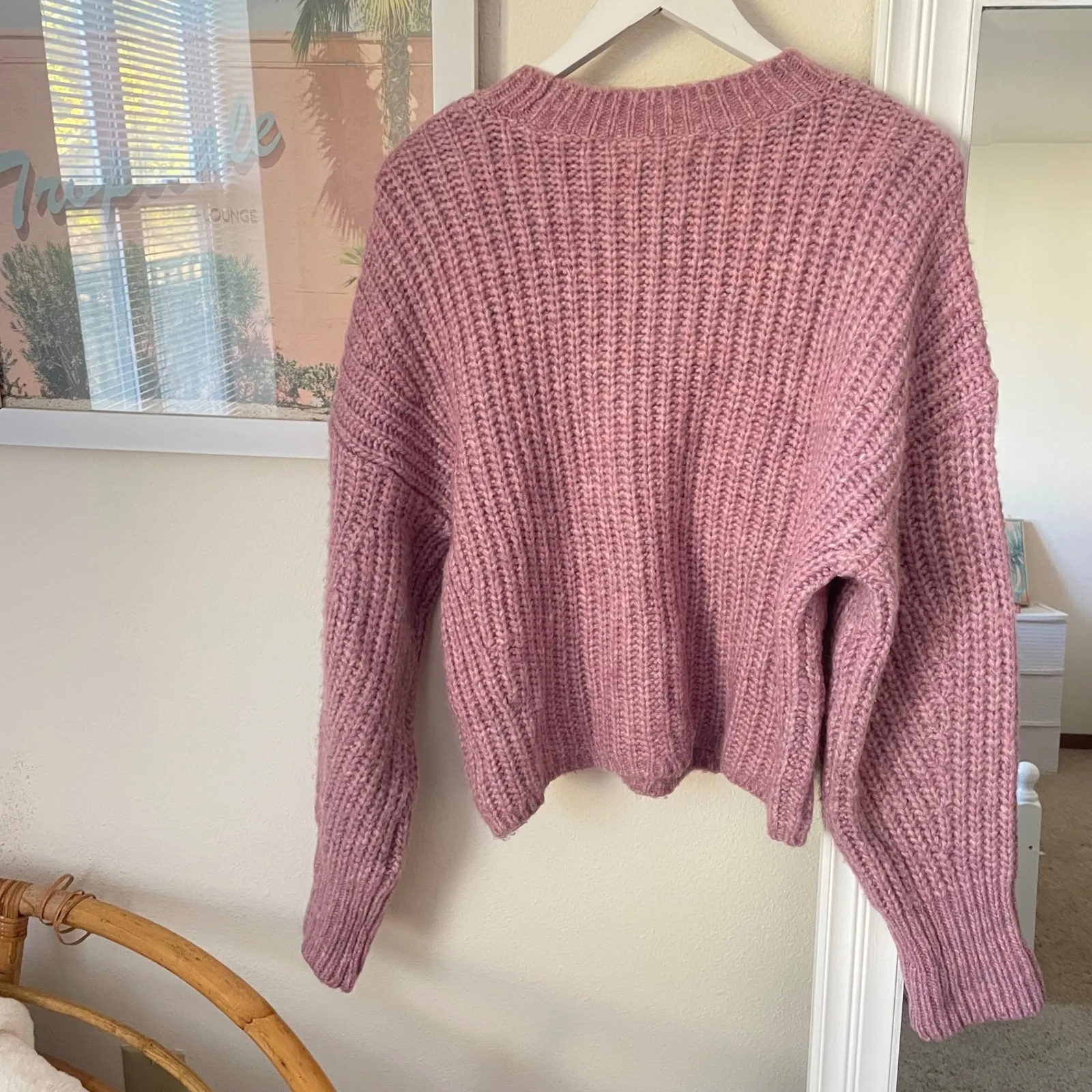 Abercrombie & Fitch Speckled Marled Knit Crewneck Sweater Mauve Pink Size Small - Image 7