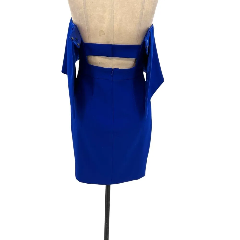 Jay Godfrey Cobalt Blue Viola Dress Strapless Ruffle‎ Detail Mini Size US 4 - Image 7