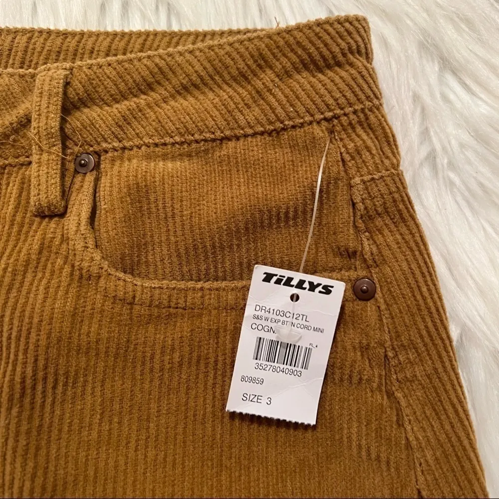 Sky & Sparrow Corduroy Mini Skirt Cognac Tan - Image 8