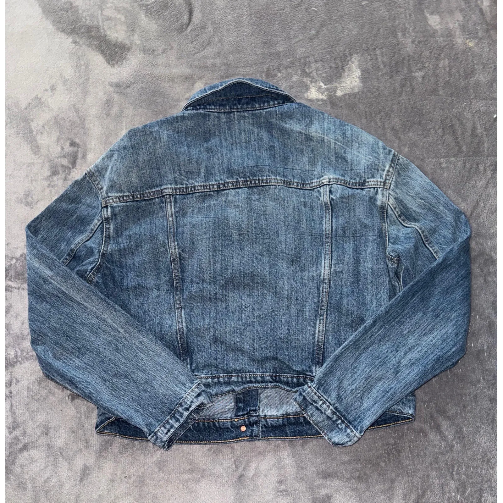 Old Navy Denim Jacket Womens Boyfriend Distressed Blue Size Large - Image 4