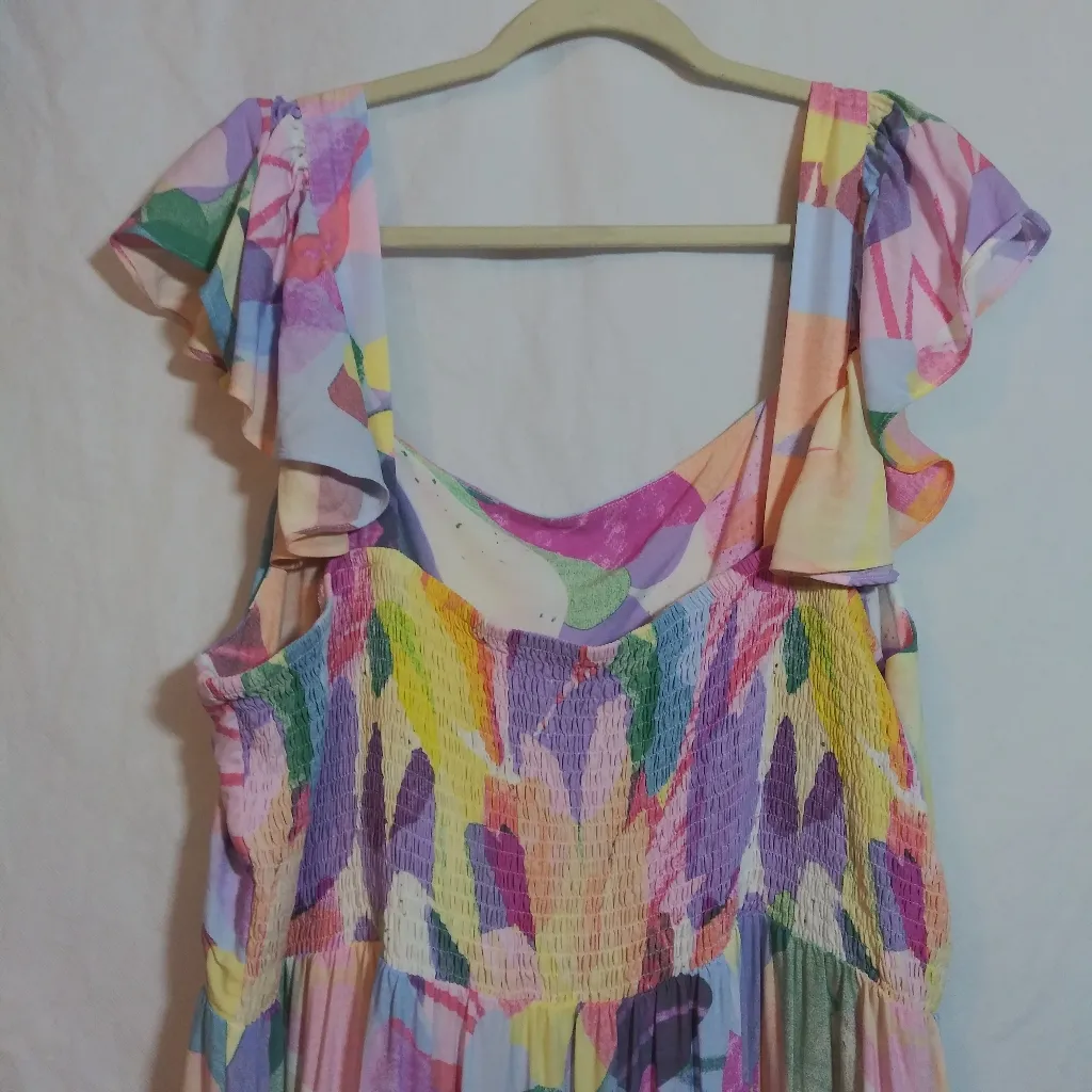 Gap Maternity Flutter Sleeve Midi Dress Multicolor Size XXL - Image 7