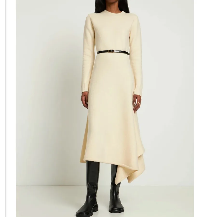 JIL SANDER - Asymmetric Boiled Wool Long Dress - Image 3