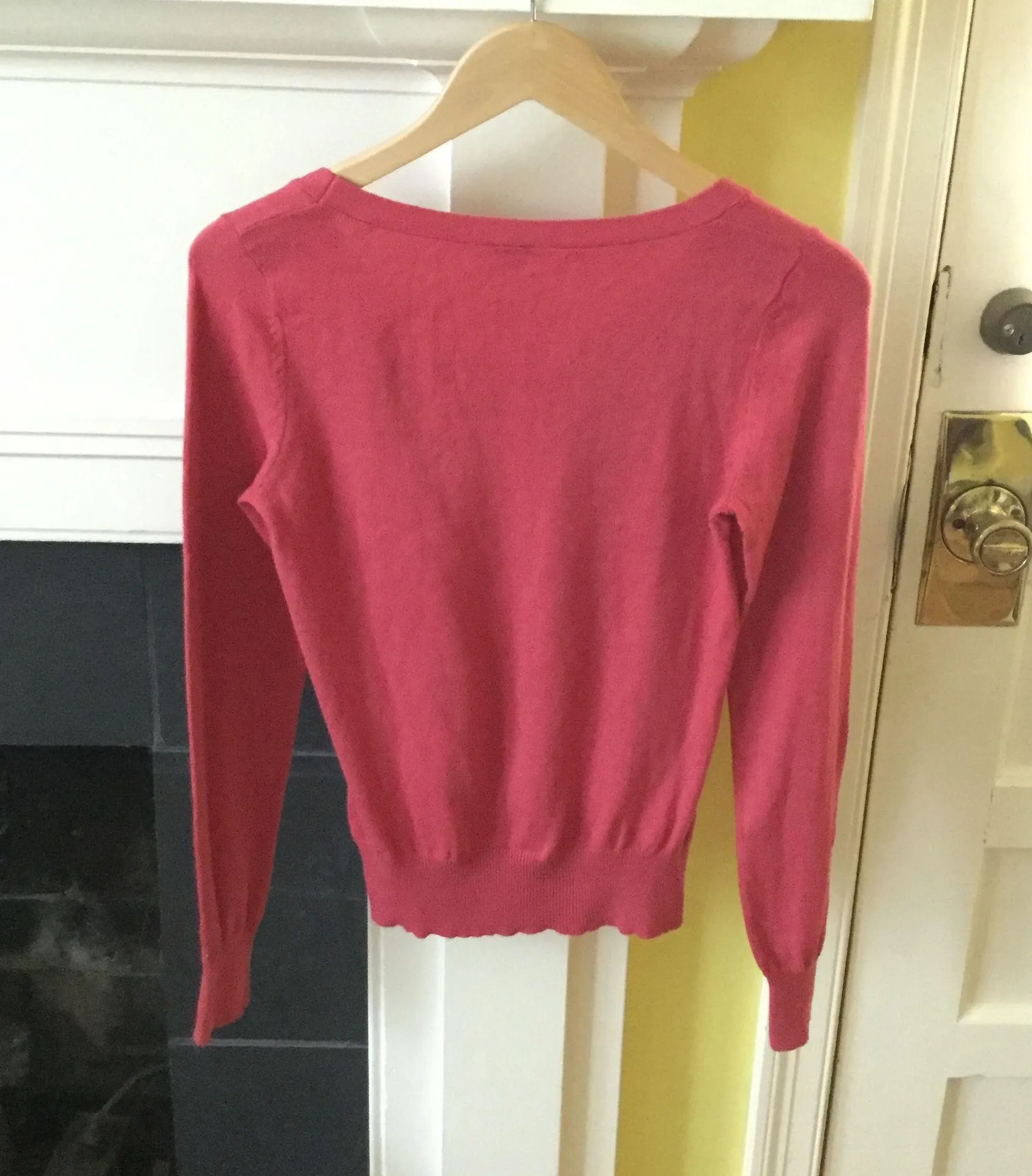 Vintage Sweater with Bow Tie Accent Collar Pink - Sz S - Image 2