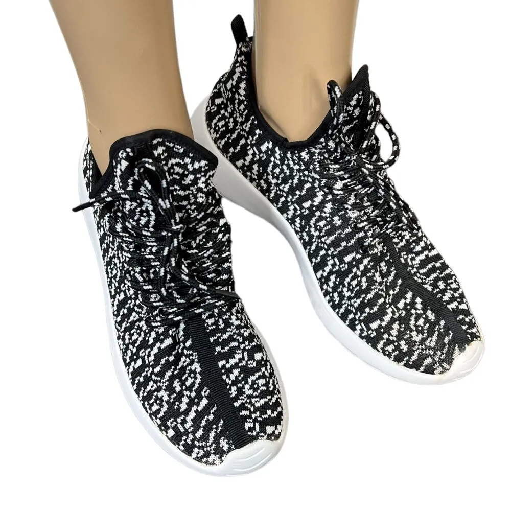 Forever Womens Sneakers Tennis Shoes Stretchy Slip On Black White Casual Size 8 - Image 4