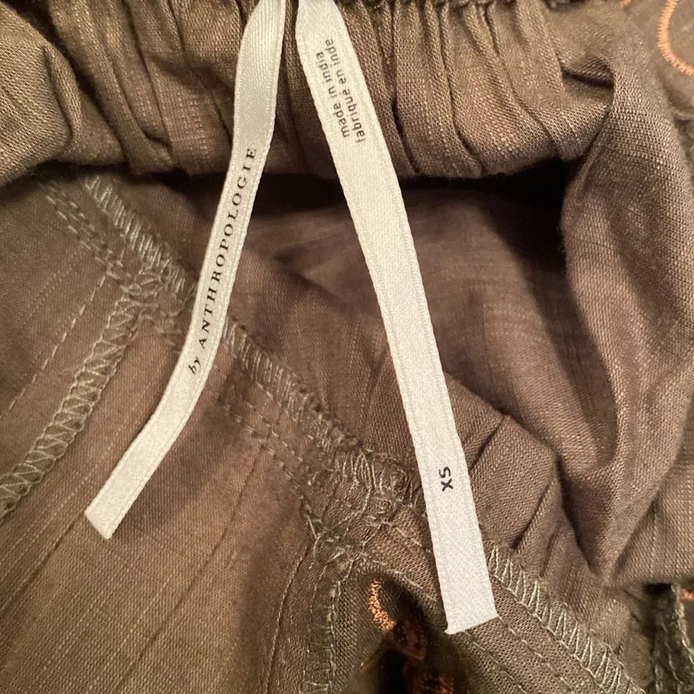 Anthropologie Pintuck Embroidered Mini Dress Color Seaweed Cotton Modal Size XS - Image 7