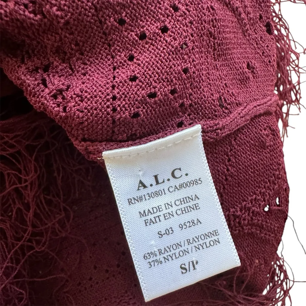 ALC fringe cutout top in wine EUC - Image 5