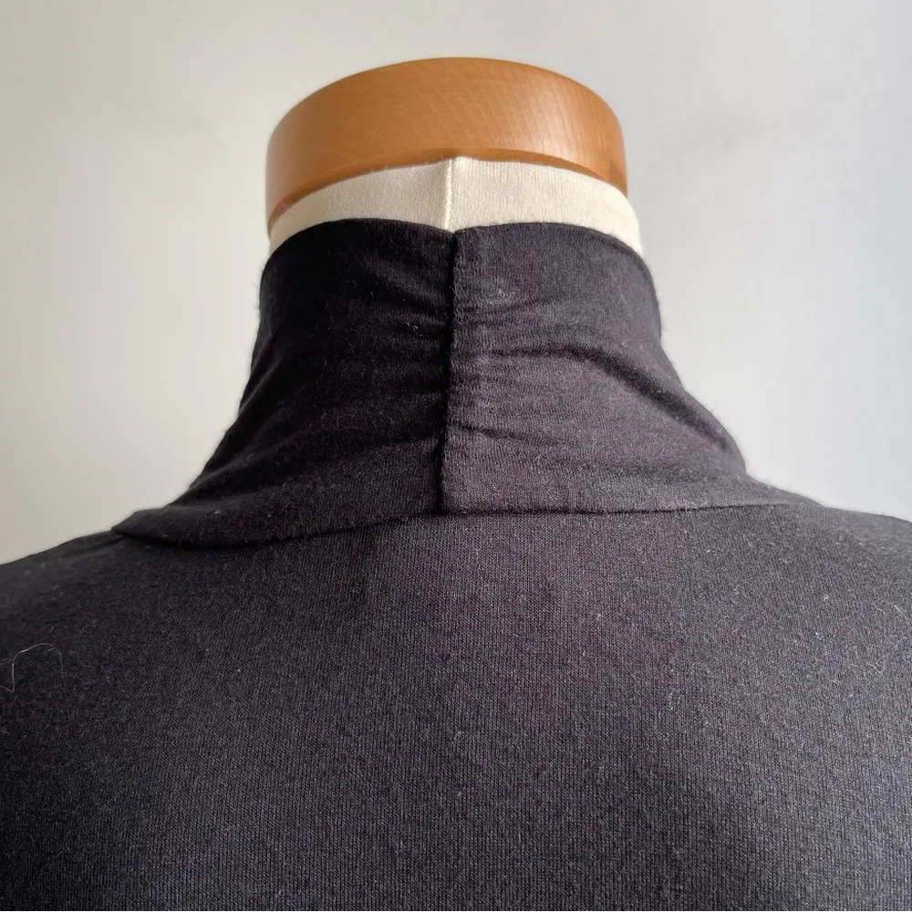 J.Jill Black Viscose Cardigan 3/4 Length Long Sleeve Draped High Neck Small - Image 6