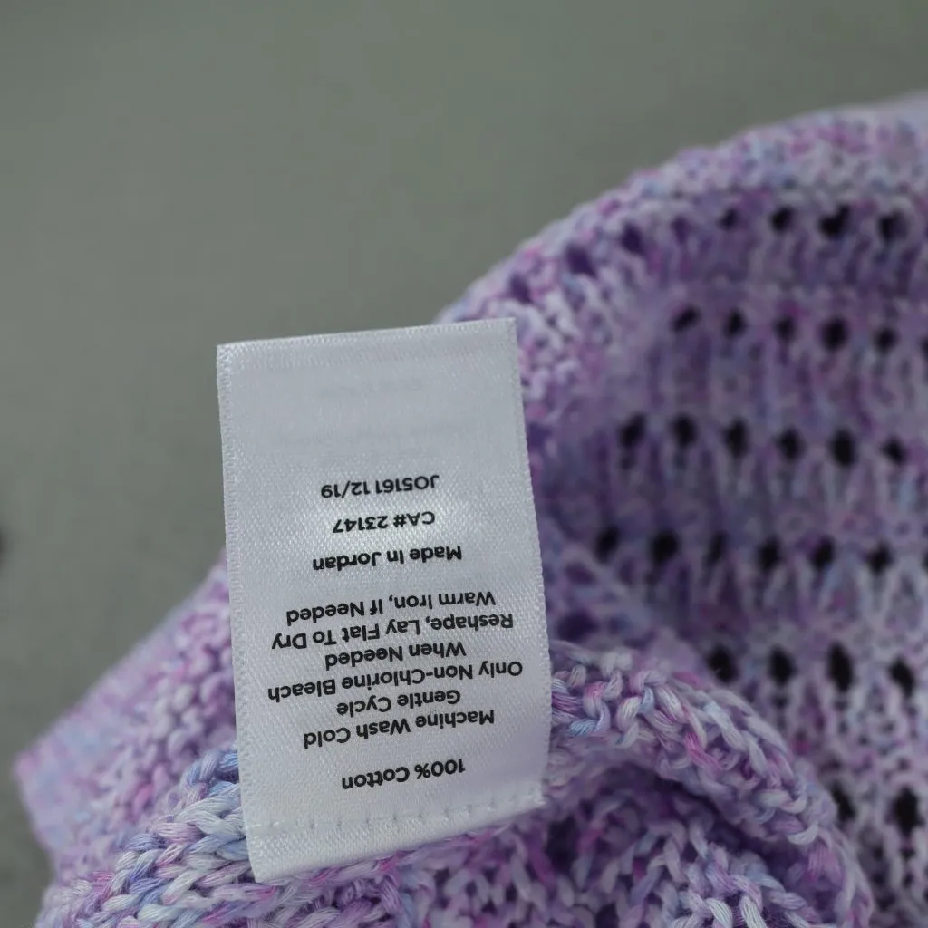 Talbots Sweater Womens Petite 2X Lavender‎ Marled Cotton Open Knit Long Sleeve - Image 4