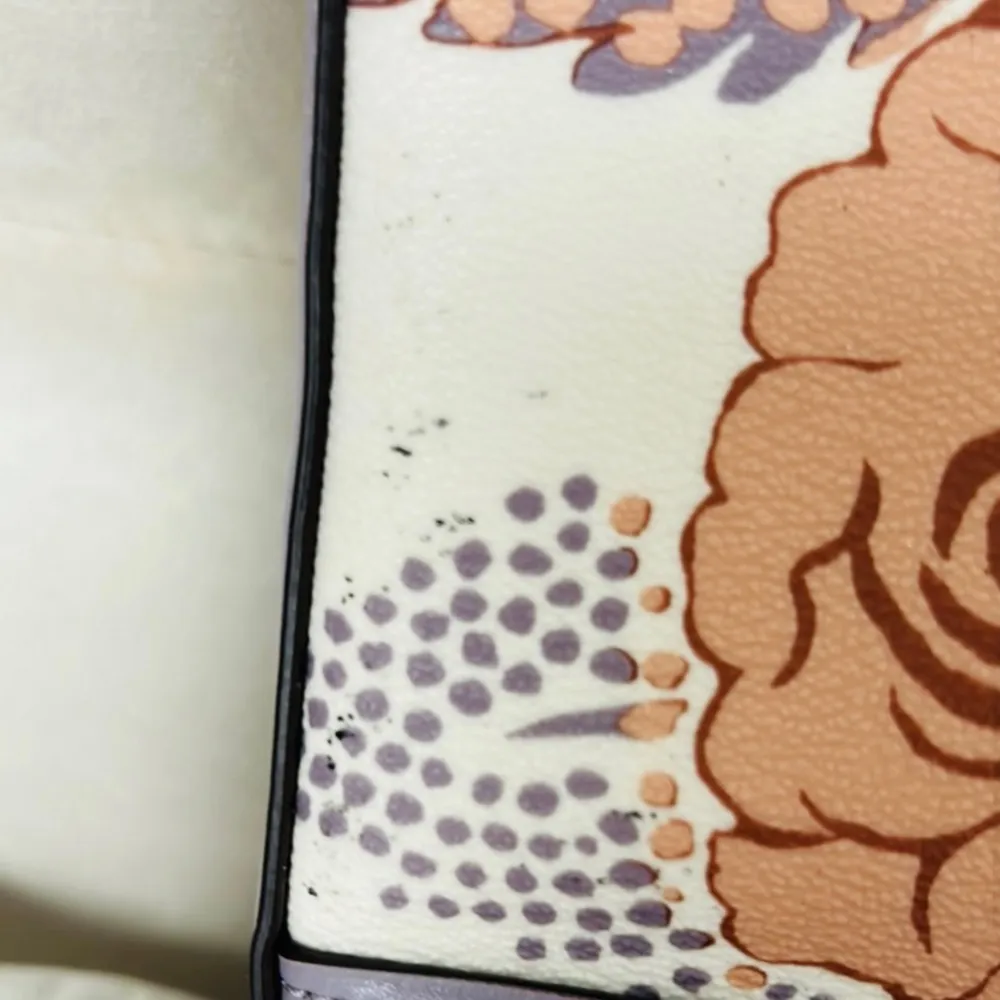 Coach Canvas/leather Crossbody Bag With Floral Print Purple And White - Image 7