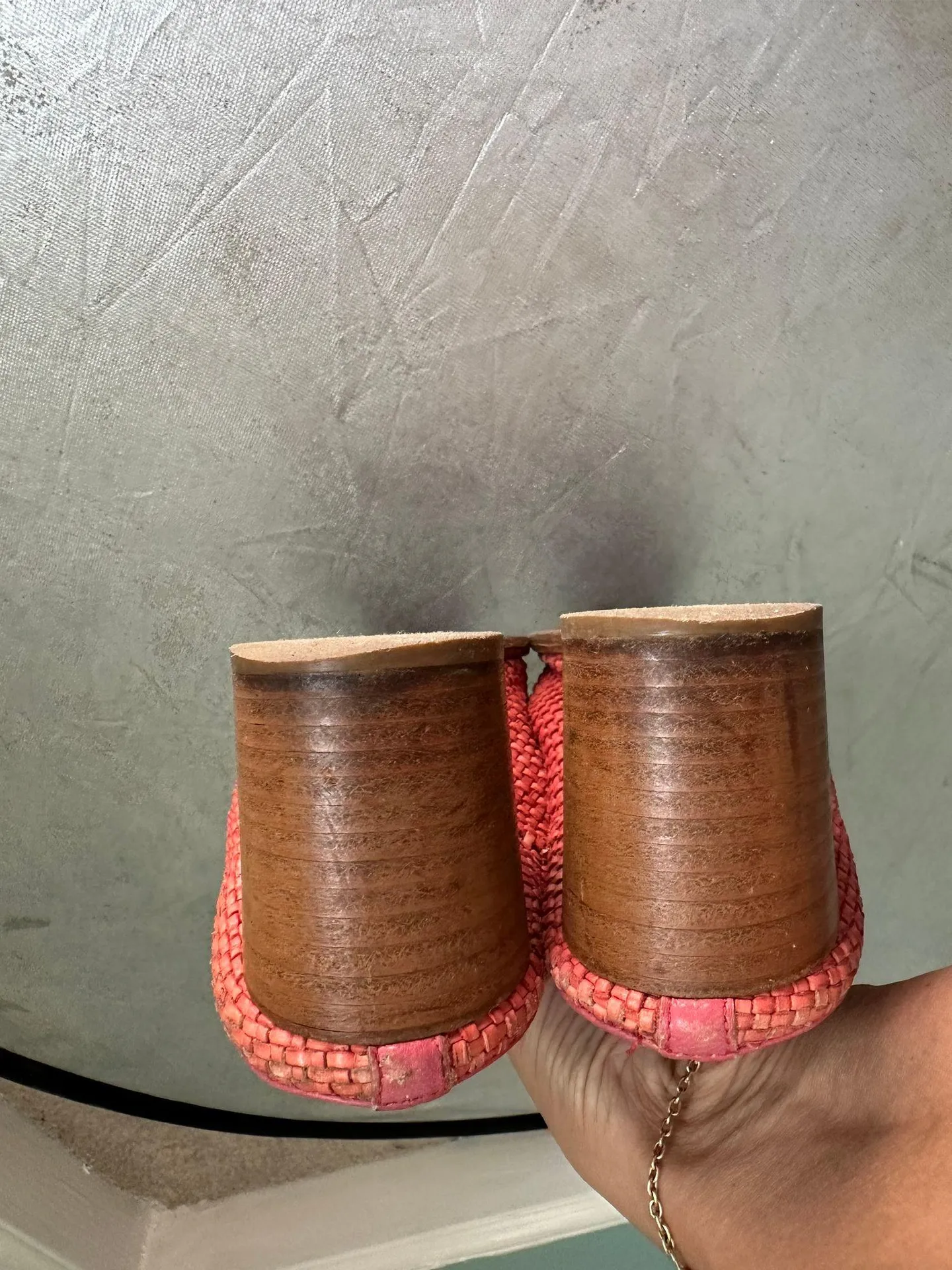 Woman’s Pink Woven Sandals with Heel, Sz 10 M - Image 7