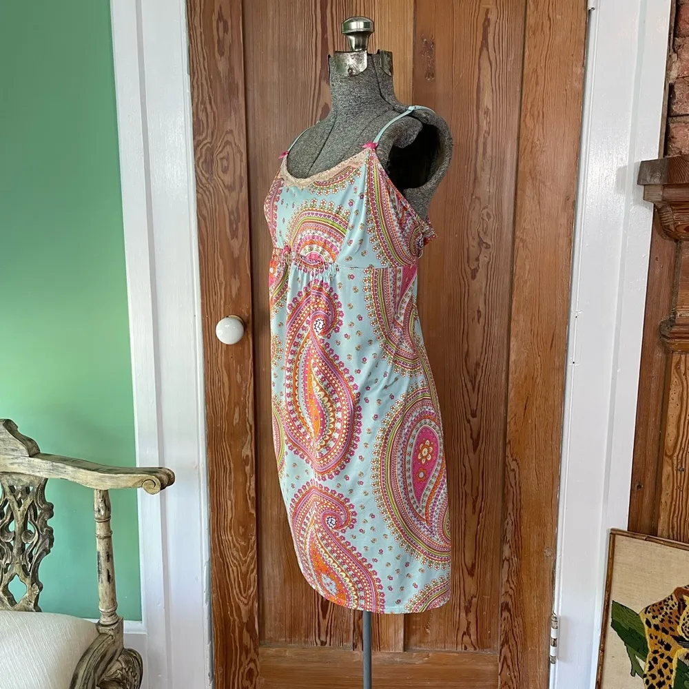 Betseyville Betsey Johnson Vintage Y2K Paisley Bow Detail Slip Dress - Sz XL - Image 10