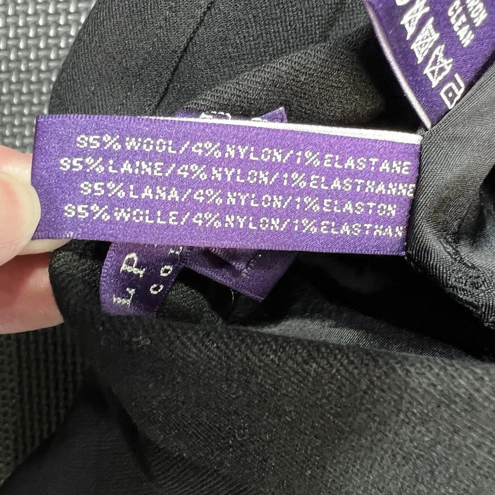 Ralph Lauren Purple Label Wool High Waist Dress Pants Black Sz 6 Button Pant Hem - Image 9