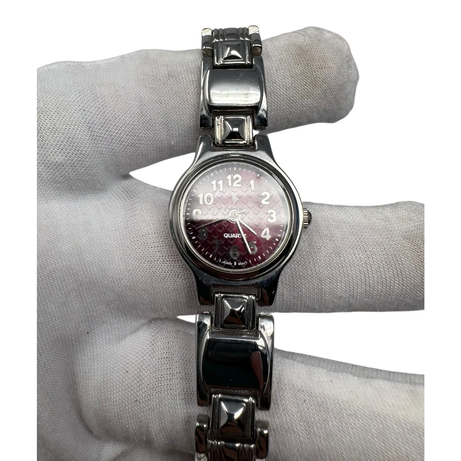 Hollywood Riding Club Watch Japan Movt Burgundy Dial Quartz Works 1” Face - Image 8