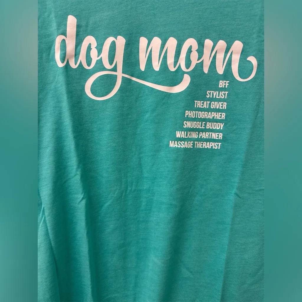 Canvas‎ + Bella Dog Mom T-Shirt Size Small Turquoise Luv The Paw - Image 2