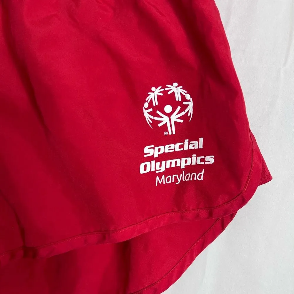 Vintage Special Olympics Maryland Women's Red Athletic Running Shorts sz L Track - Image 3