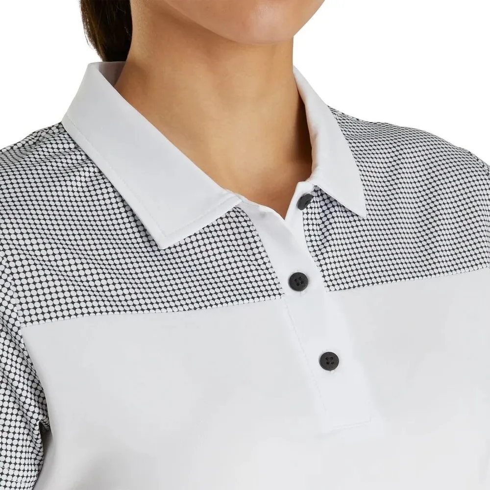 FootJoy FootJoy Women's Lisle Dot Print Yoke Polo- White  size small - Image 3