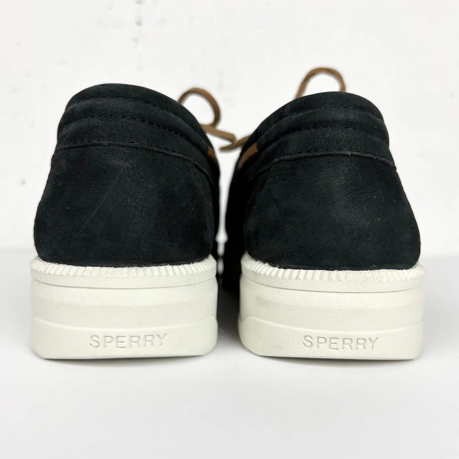 Sperry Womens Cruise Plushstep Boat Shoes Lug Outsole Black Leather Size 9 - Image 3