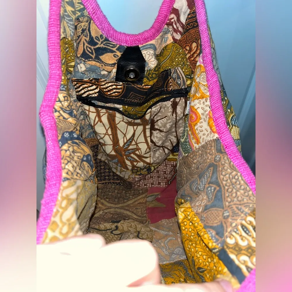 NWT Tangerine Temple Mixed Fabric Patched Boho Shoulder Mini Bag - Image 11