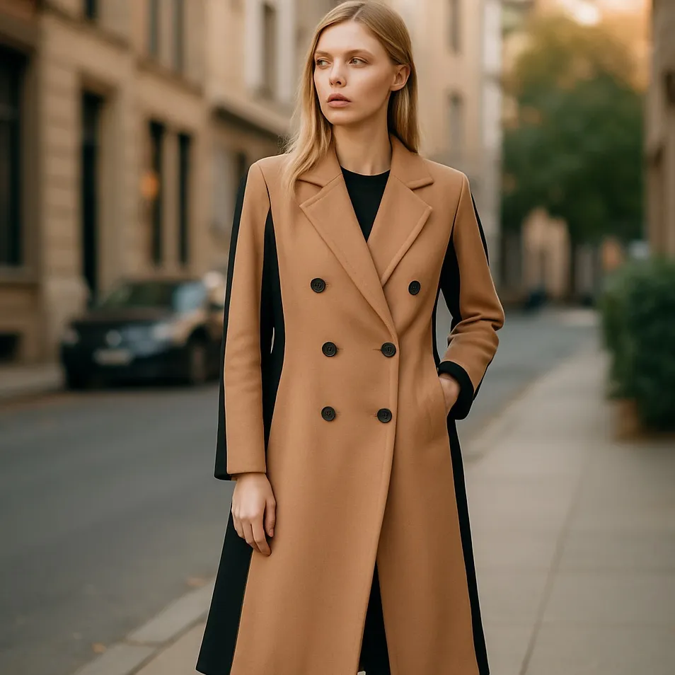 NWT DKNY Two-Tone Wool Blend Double-Breasted Maxi Coat Western - Image 2