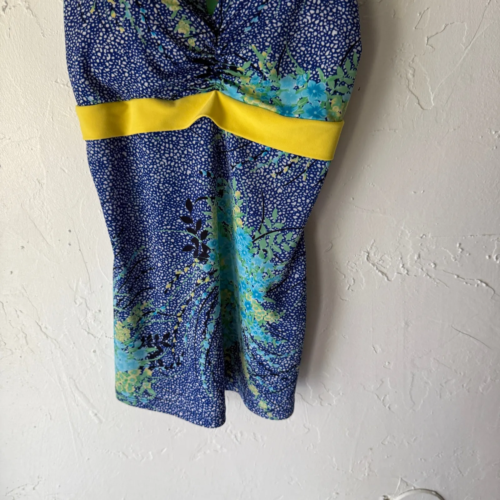 Y2K Yoyo5 Blue Floral Spaghetti Strap Tank Top Size M Funky Retro‎ Going Out Top Size M - Image 3