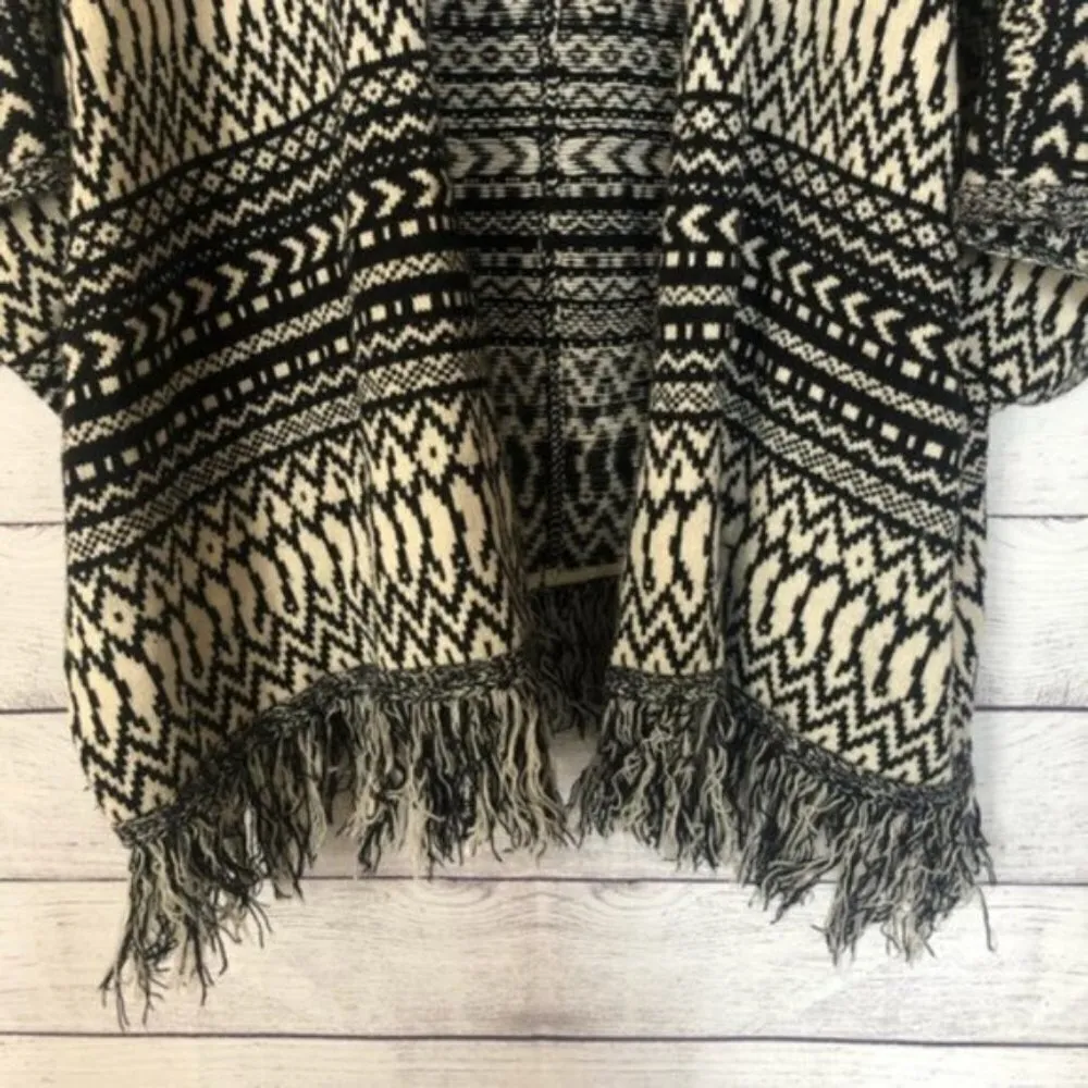 Boutique Lime 'N Chili Black & Tan Oversized Knit Cardigan Sweater S - Image 4