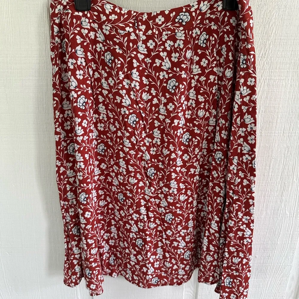 Talbots Red and White Wrap Pencil Midi Skirt - Image 6