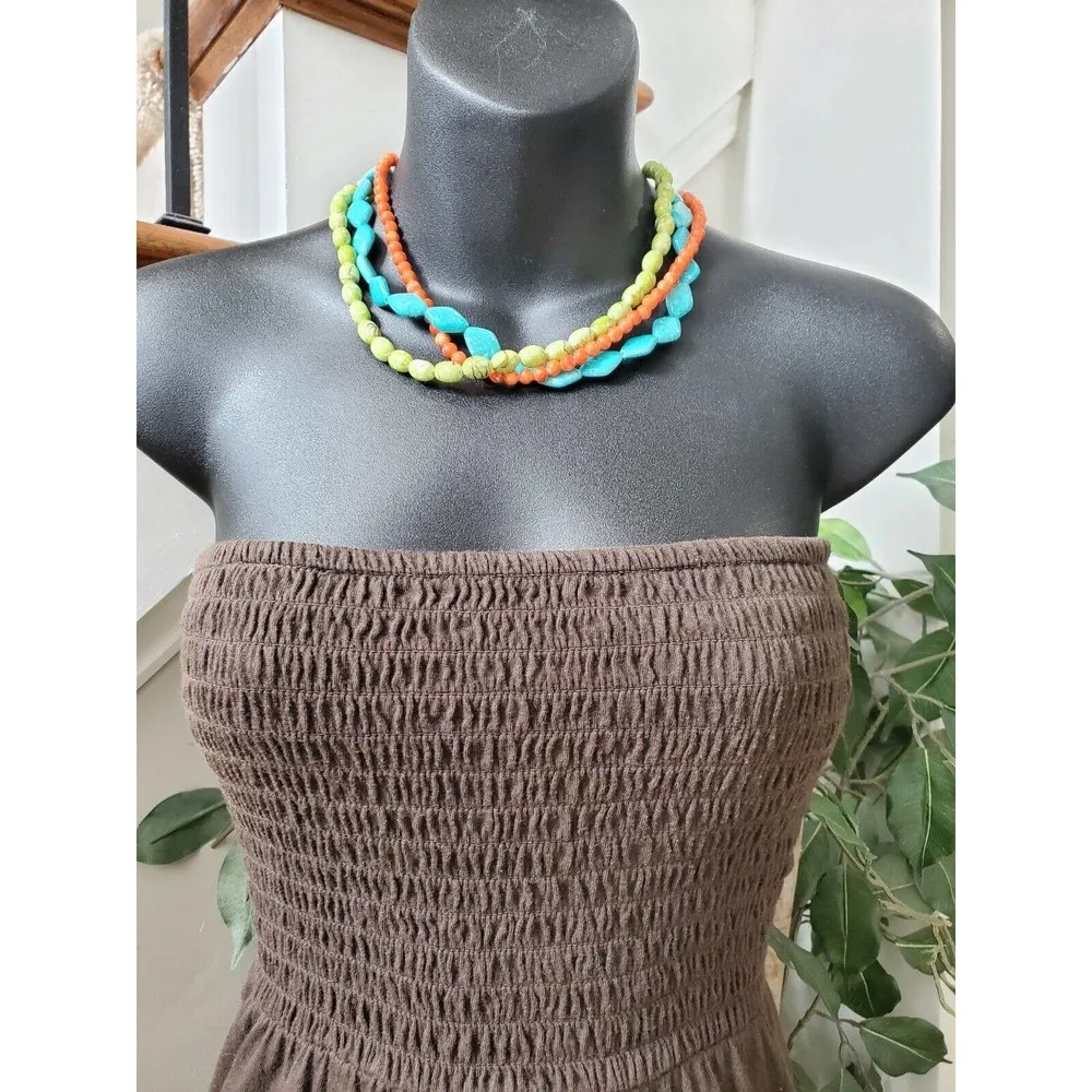 Gap Women's Brown Solid Cotton Off The Shoulder Casual Knee Length Dress Large - Image 12