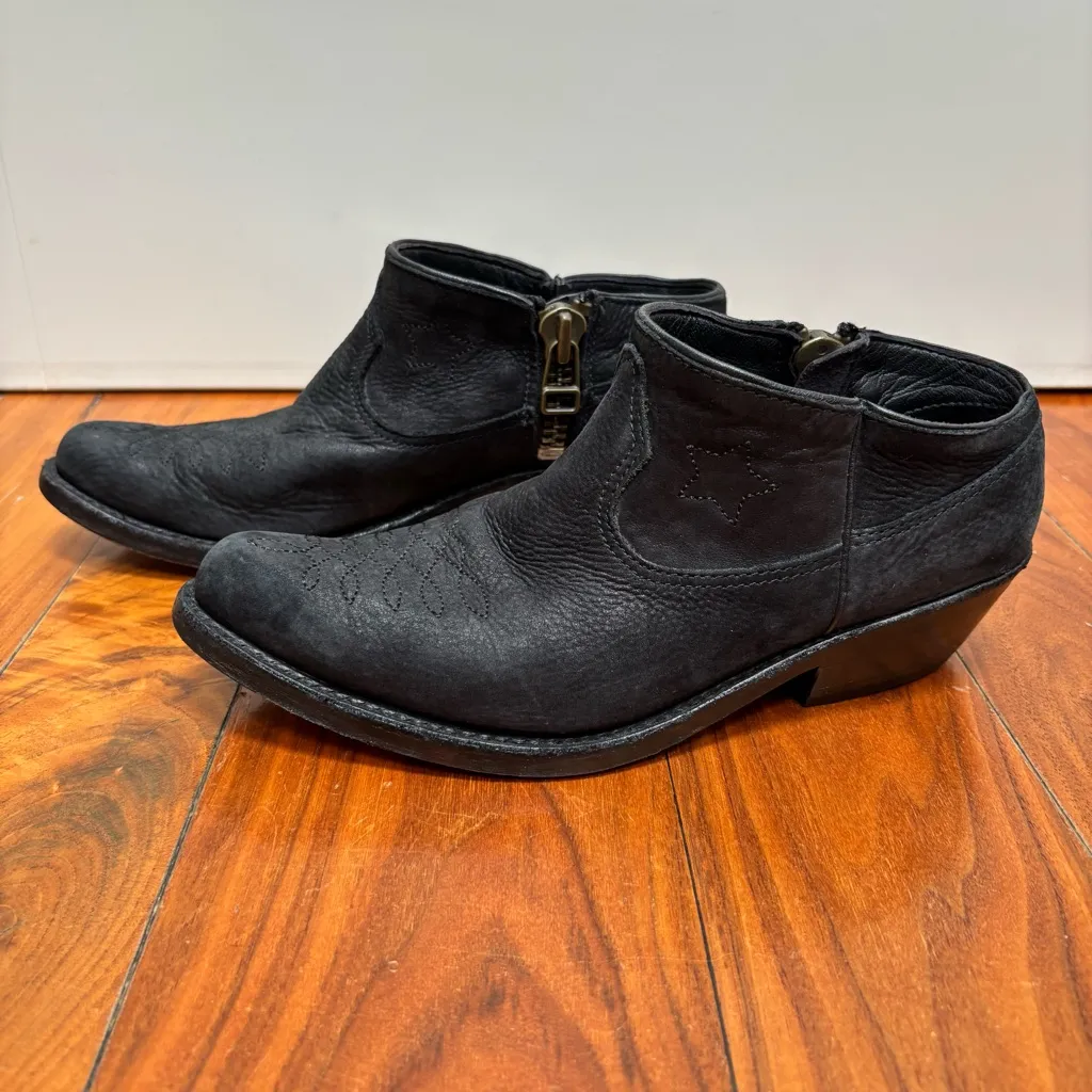 Anine Bing Lou Black Leather Ankle Western Cowgirl Ankle Boots 37 / 7 - Image 7