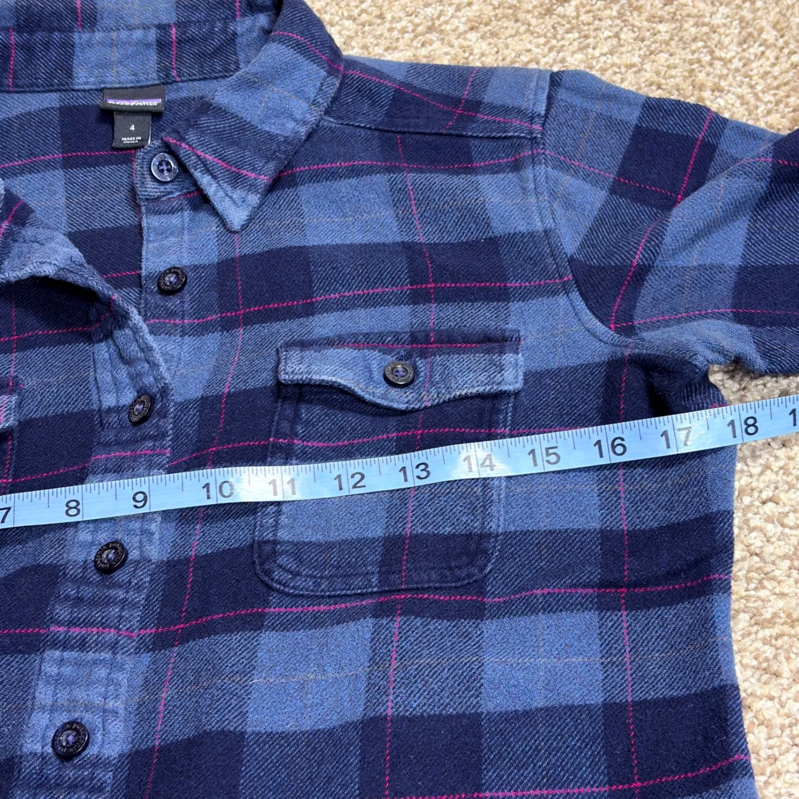 Patagonia Organic Cotton Flannel Plaid Shirt Womens  Size 4 Cabincore Grunge - Image 7