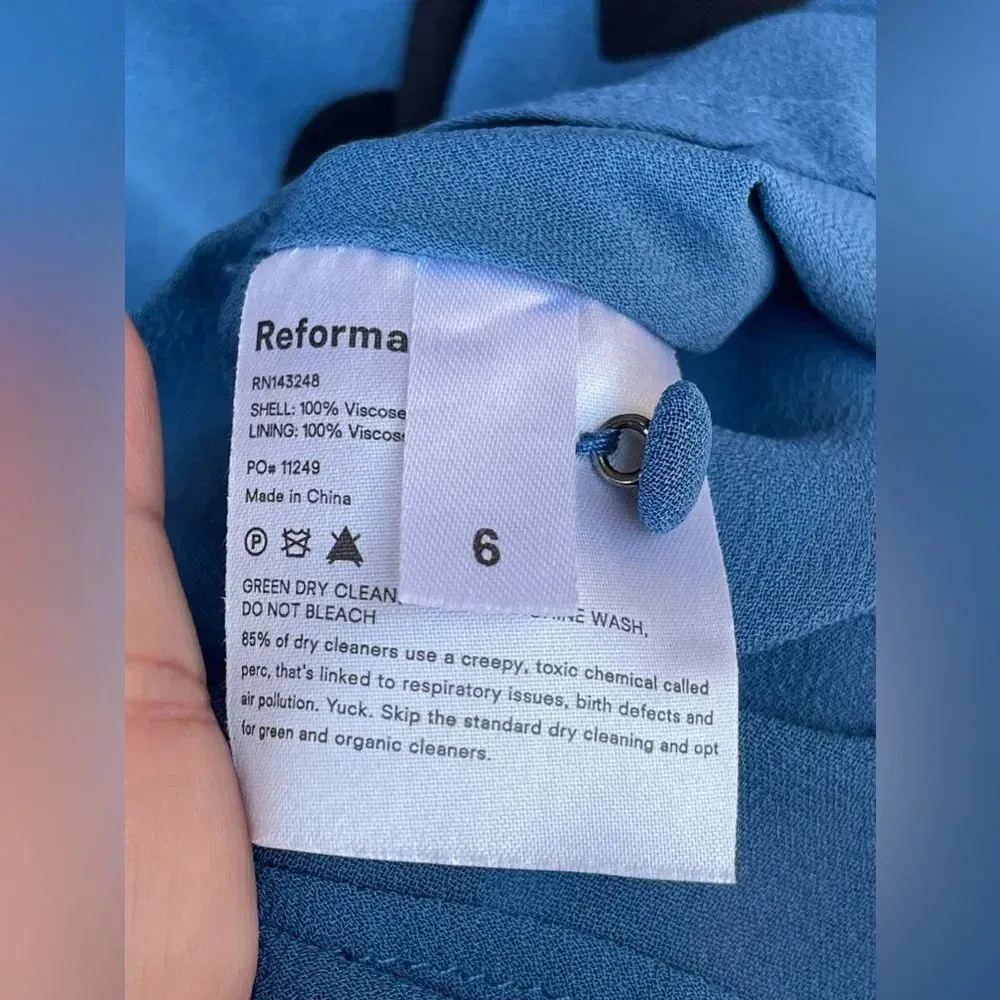 REFORMATION Alani Blue Polka-Dot Dress size 6 - Image 9