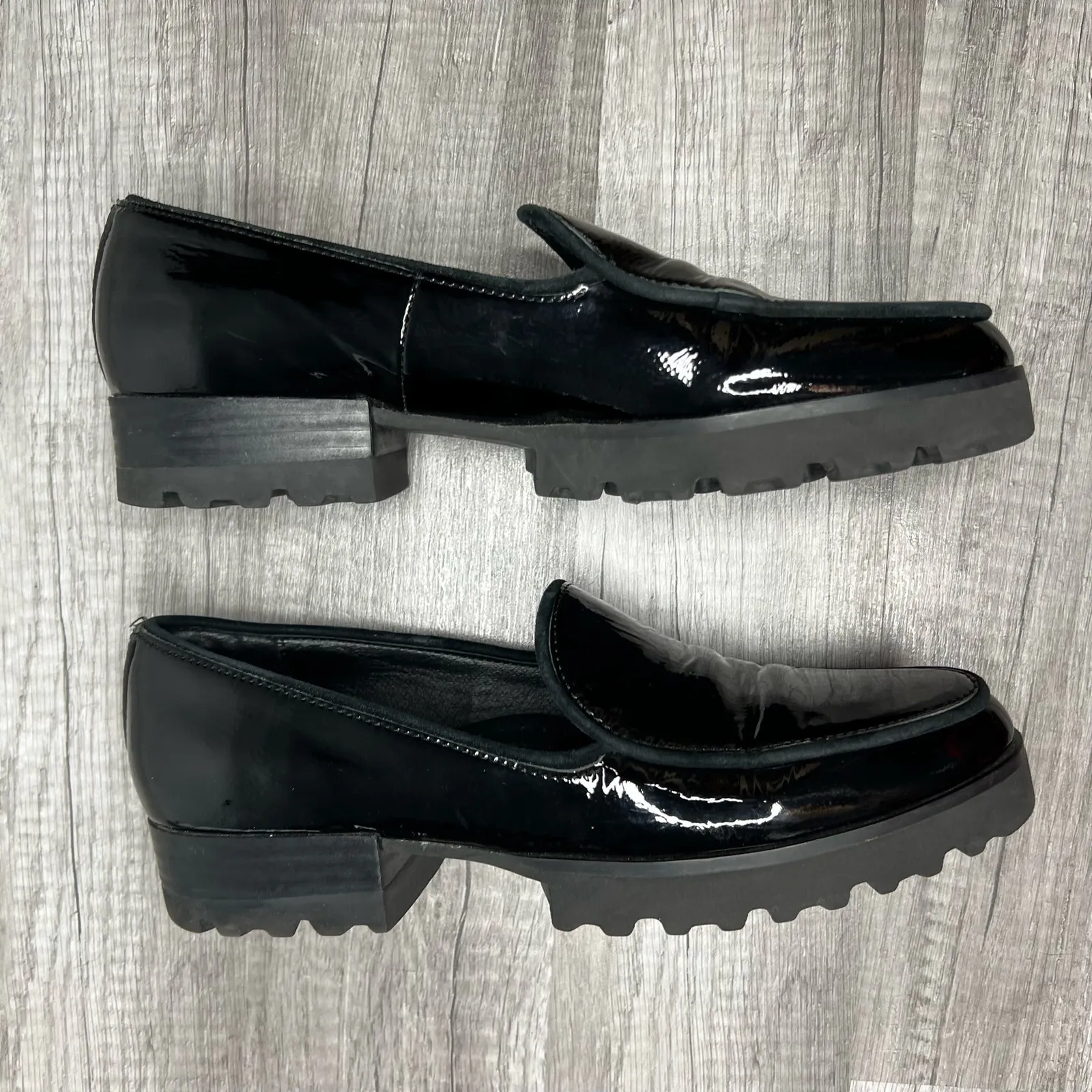 Donald Pliner Women's Elen Loafer Crinkle Patent Leather Shoes Black Size 7 1/2N - Image 5