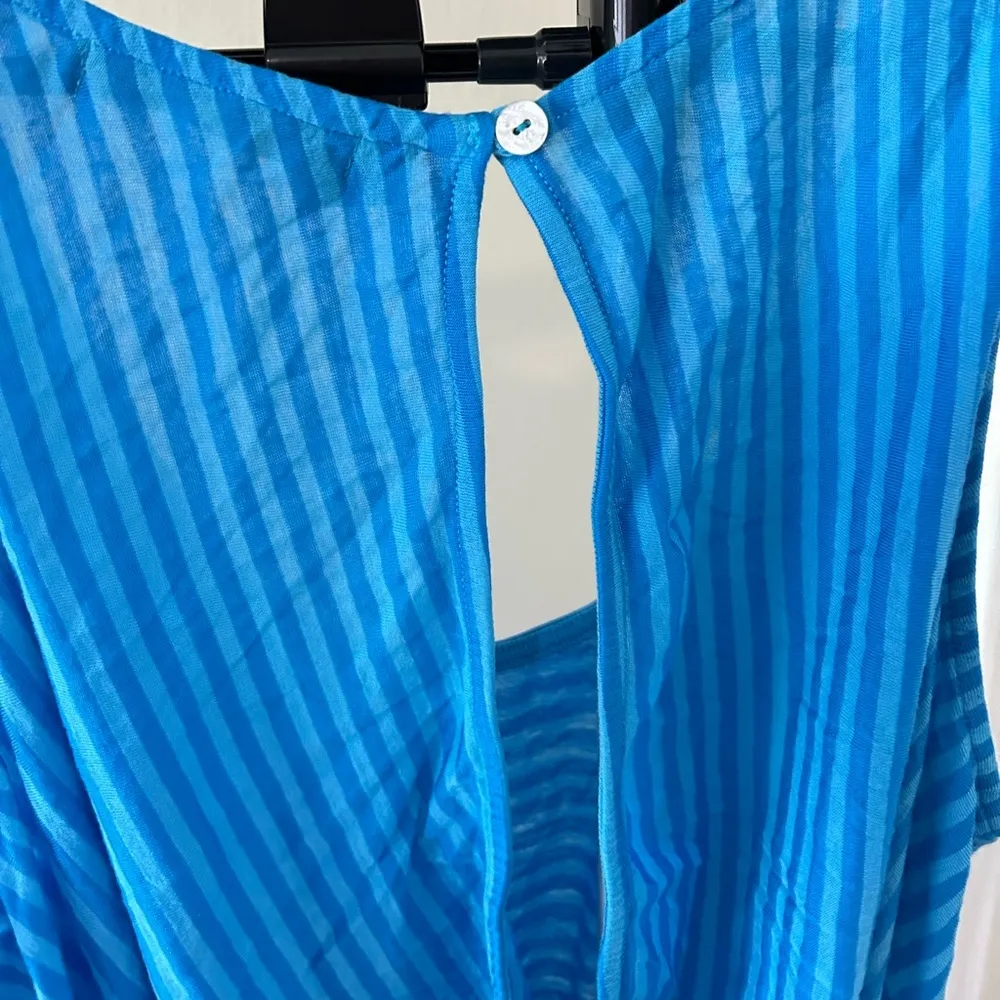 Velvet By Graham & Spencer Blue Striped Open Cowl Back Mini Dress or Long Tank - Image 7