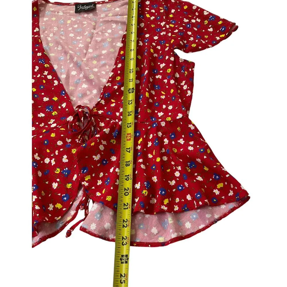 Reclaimed Vintage Red Floral Blouse Women Top Size 12 | 55 - Image 5