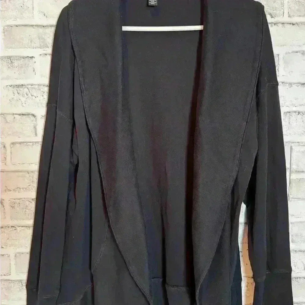 Lauren Ralph Lauren Active Cardigan‎ Womens Size M Black Cotton Open Front Size M - Image 2