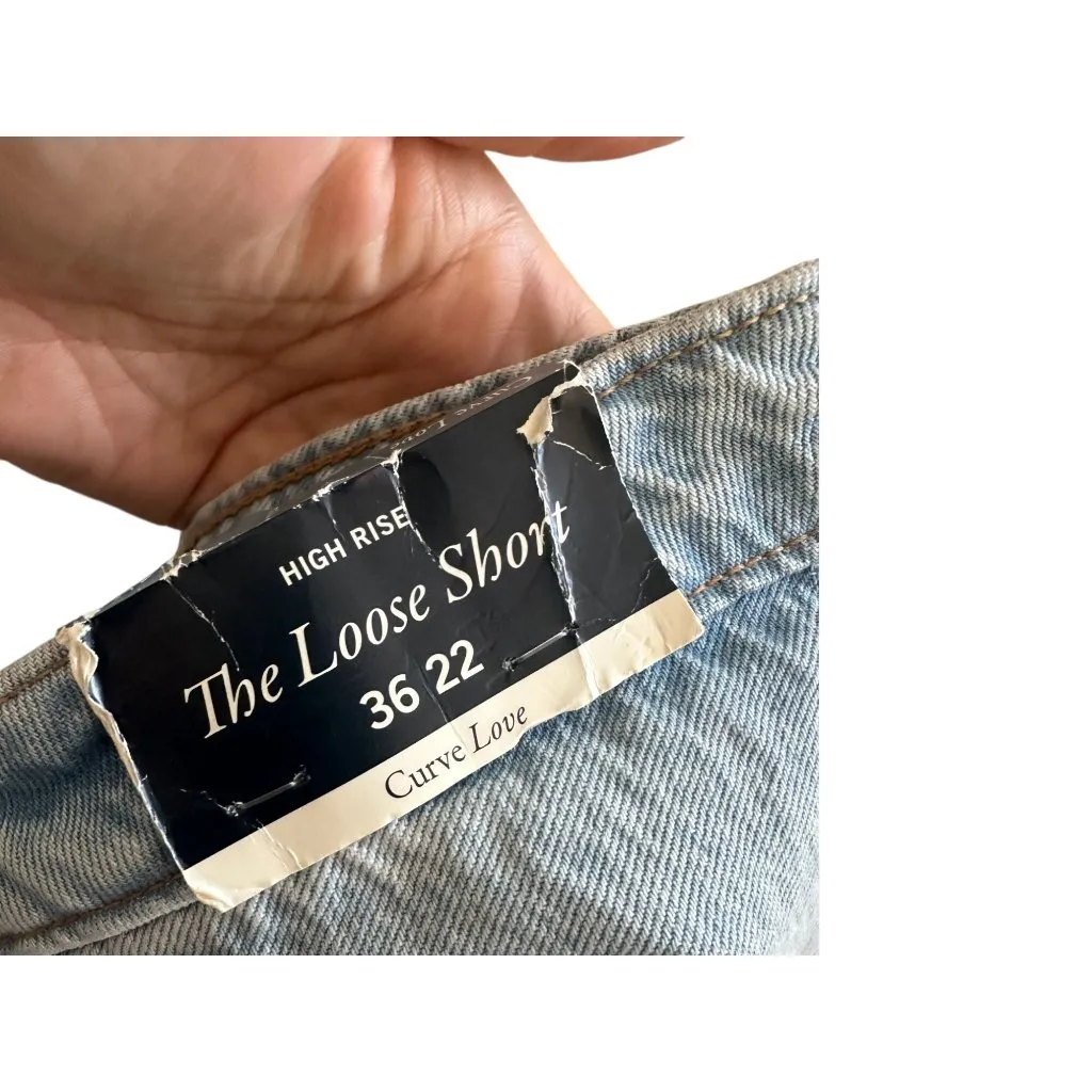 ABERCROMBIE & FITCH High Rise Denim The Loose Short Size 22 PLUS NEW NWT - Image 7