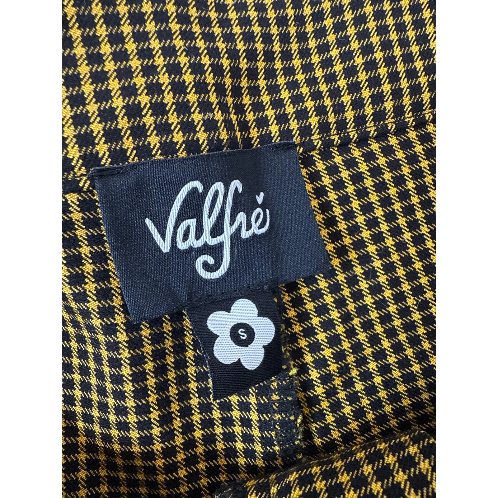 Valfré Avril Pants Black & Yellow Houndstooth High Rise Cropped Womens Size S - Image 5