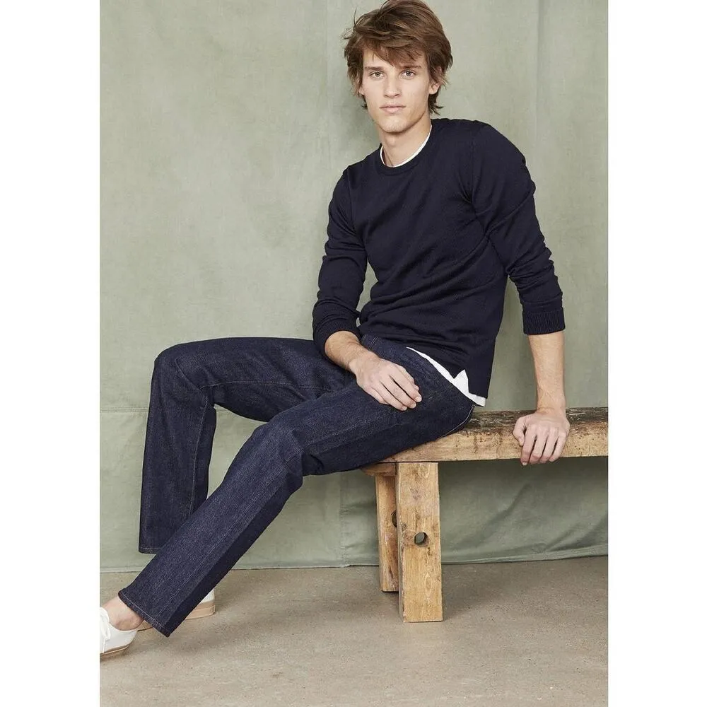 Officine Generale Daily Classics Nina Crewneck Sweater Italian Merino Wool Small Blue - Image 4