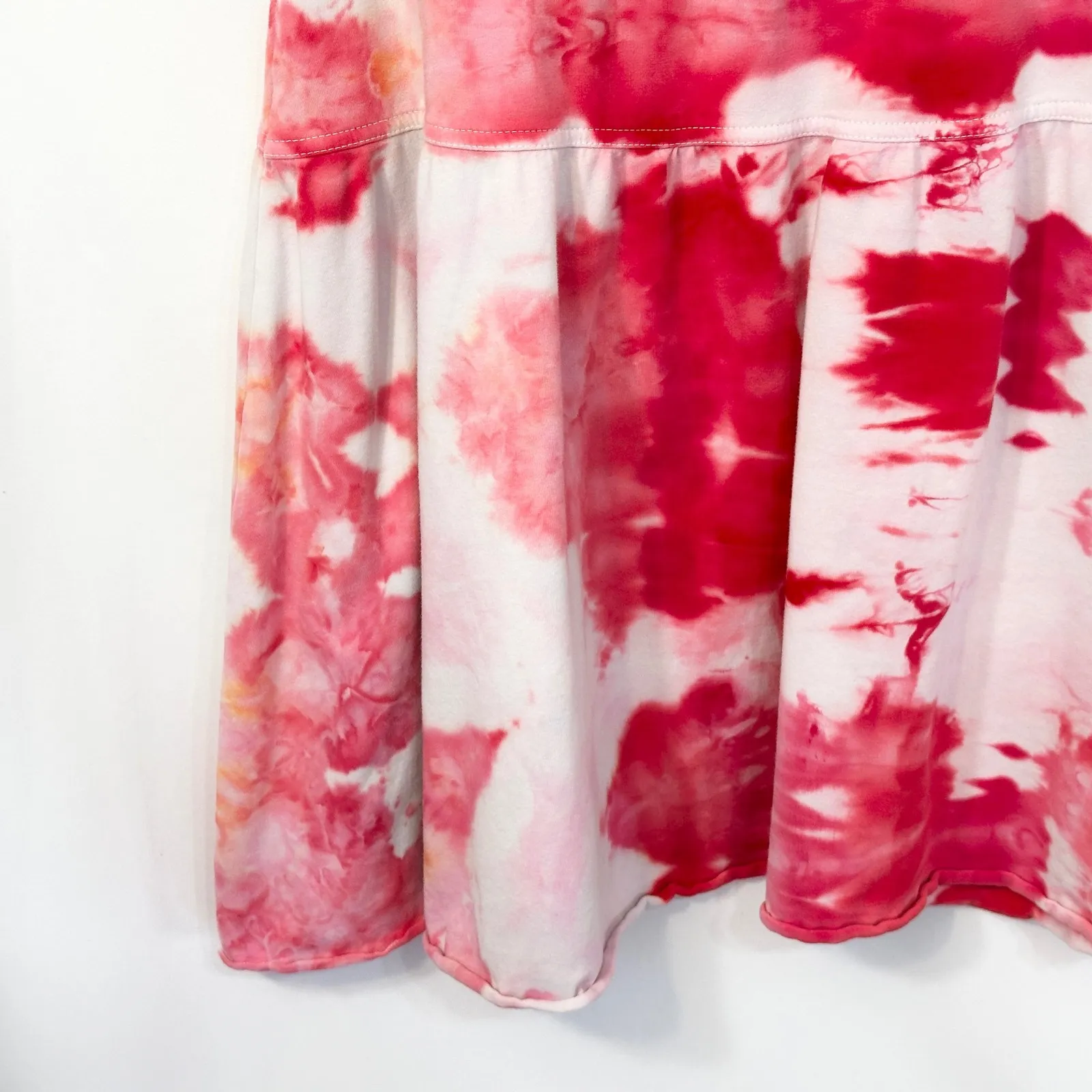 Ann Taylor LOFT Large Skirt Handmade Tie Dye Pink A Line Trumpet Preppy Boho 516 - Image 9