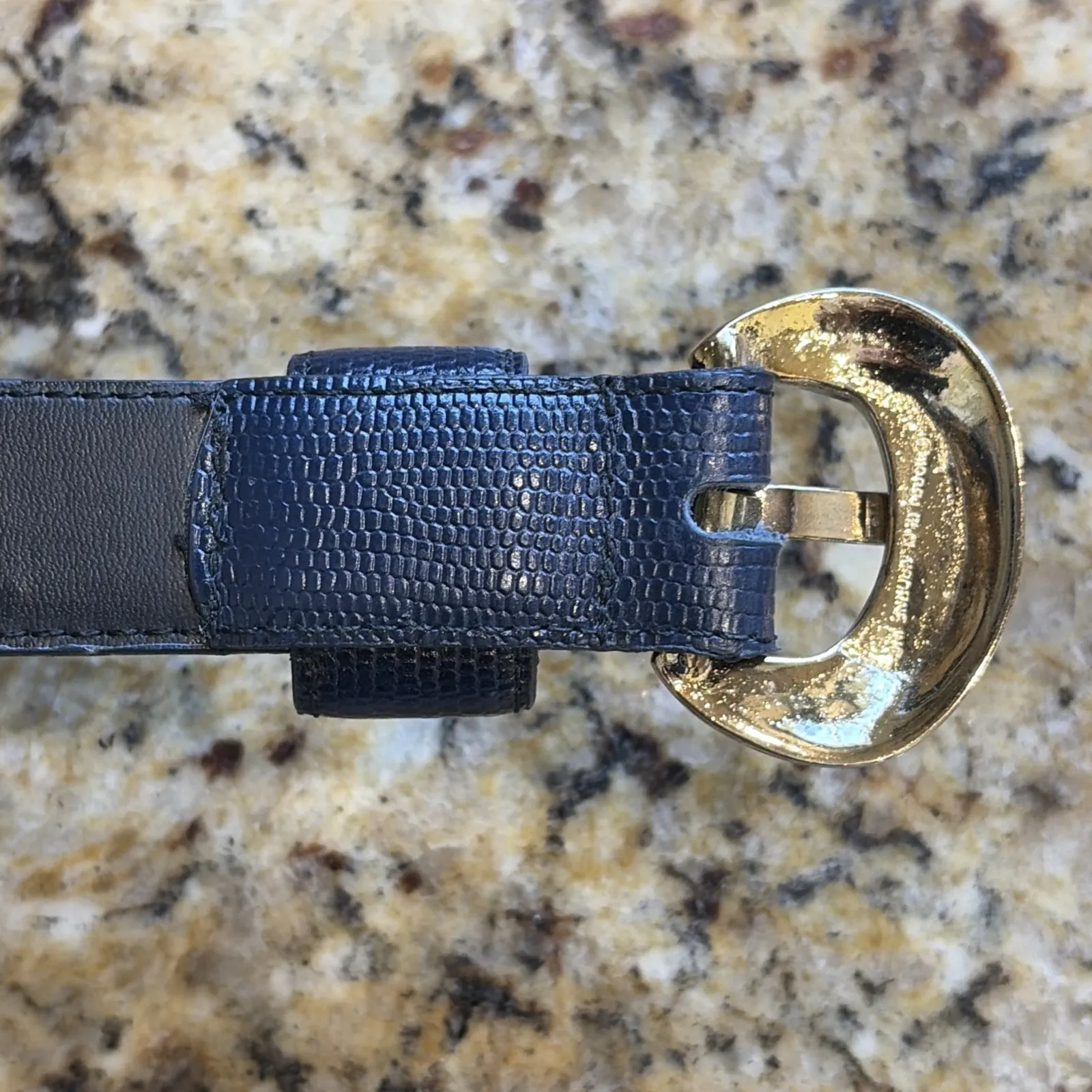 Liz Claiborne Blue Lizard Embossed Genuine Leather Belt #2654 Womens Small VTG - Image 7