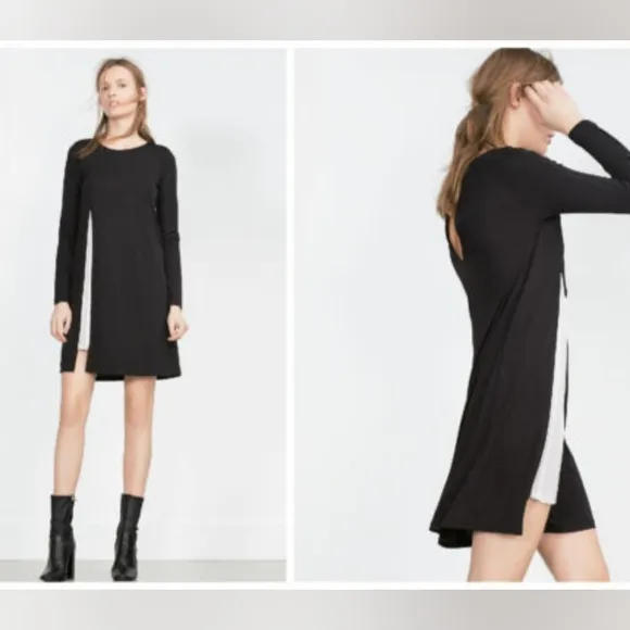 ZARA NWT black with white long sleeve dress - Image 2