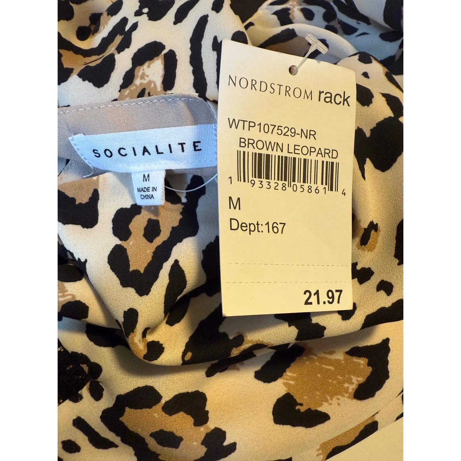 NWT Leopard Lace Trim Cami Tank Top Brown Black Beige M boho y2k animal print - Image 4