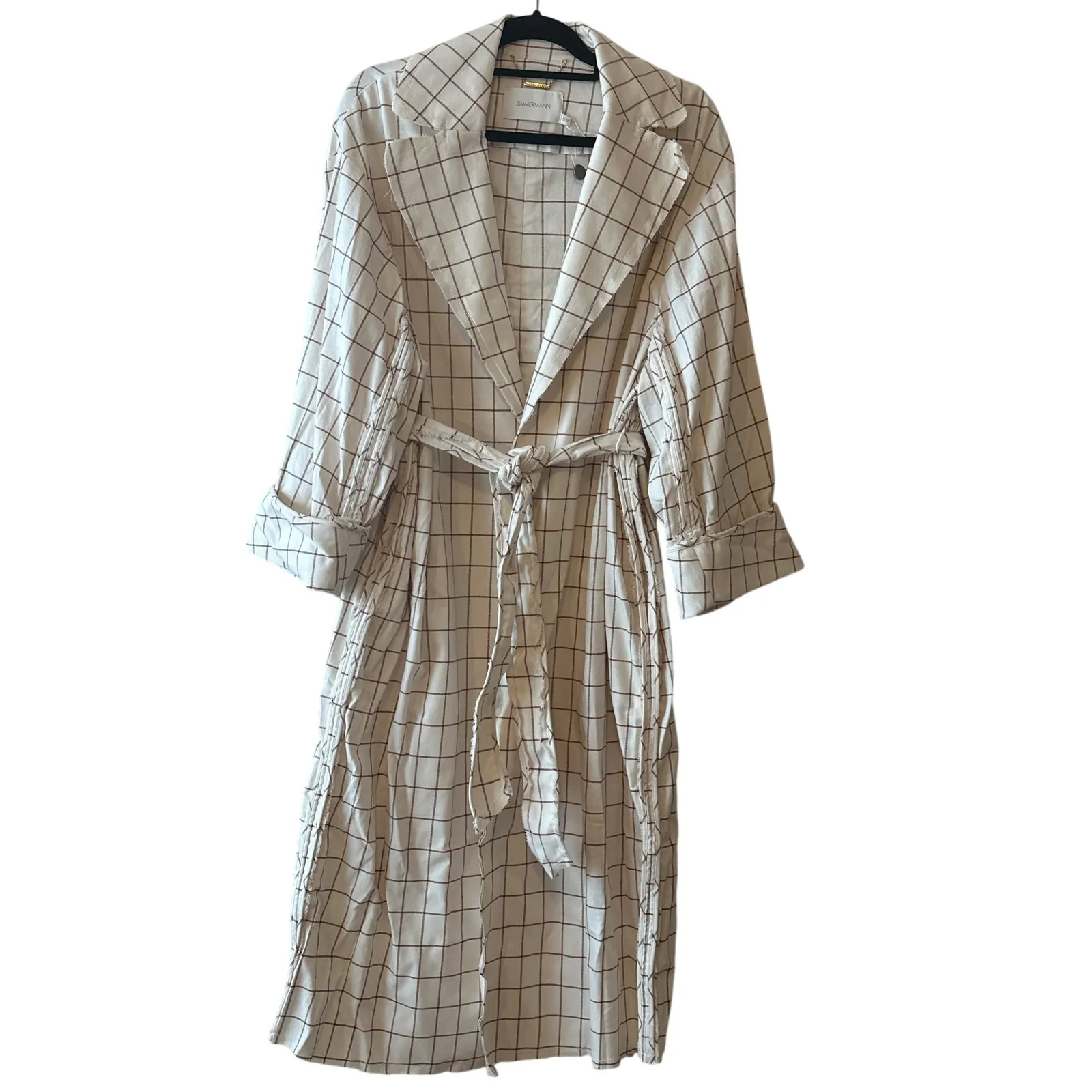 Zimmermann NWT Dancer Duster Trench Coat Ivory Check S/M $1735 - Image 3