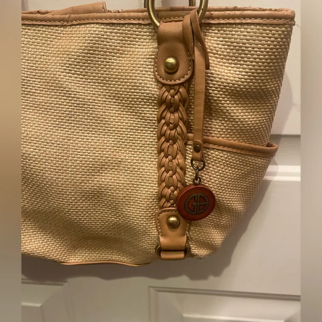 Giani Bernini tan woven purse bag tote - Image 3