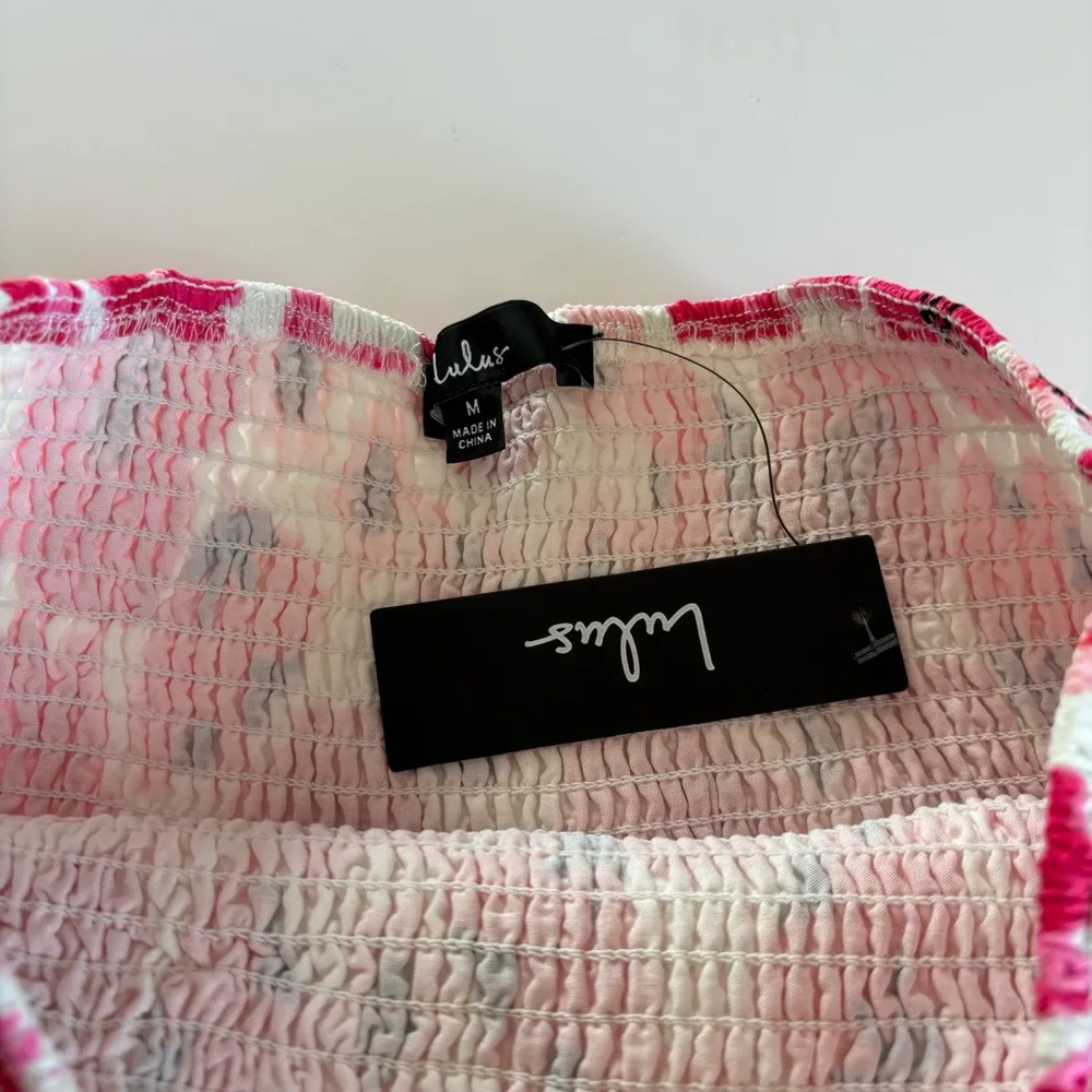 Lulus Perfectly Peppy Ivory Floral Print Smocked Midi Skirt Size Medium NWT - Image 5