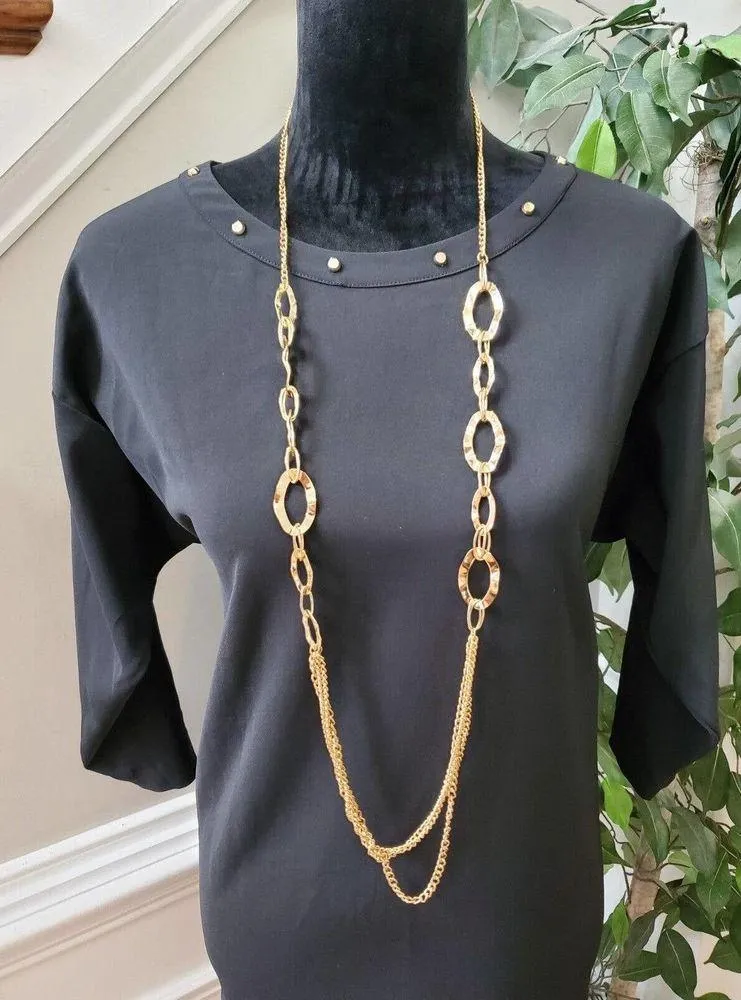 H&M Womens Black Solid Polyester Round Neck Long Sleeve Knee Length Dress Size 6 - Image 11