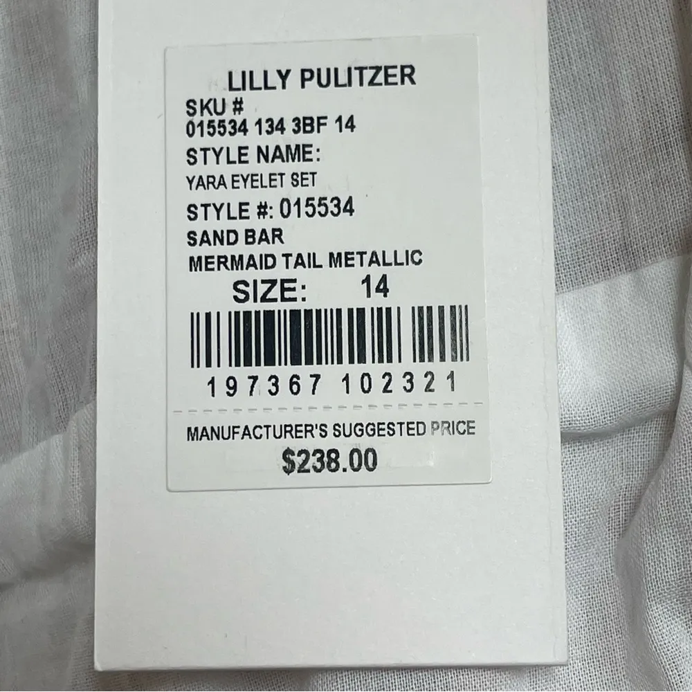 LILLY PULITZER YARA SKIRT SET MERMAID TAIL METALLIC EYELET Sand Bar Cotton Sz 14 - Image 13