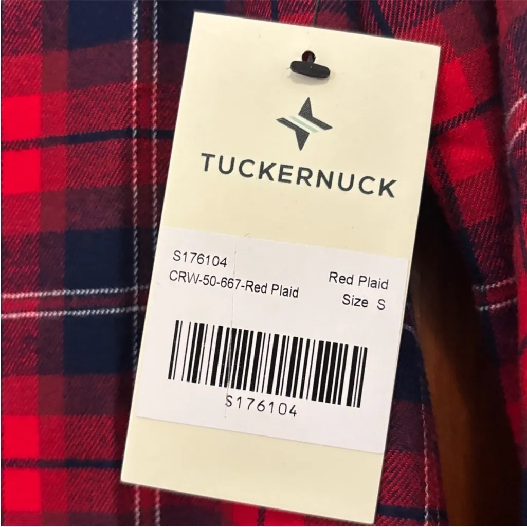 NWT Tuckernuck red plaid front ruffle button down top small - Image 5